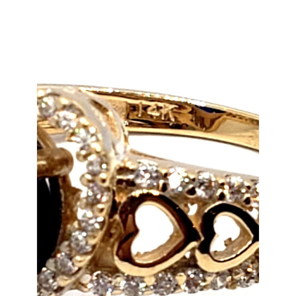 14k REAL GOLD halo ring  heart cut CZ Size 7.5 - Picture 5 of 10